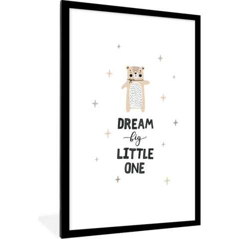 Fotolijst incl. Poster - Quotes - Spreuken - Dream big little one - Kinderen - Kids - Baby - 80x120 cm - Posterlijst