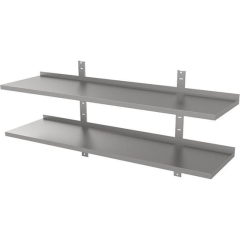 Gastro-Inox RVS dubbele wandplank 1500(l)x400(d)mm