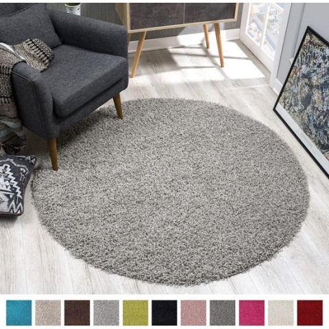 Tapijtenloods Loca Shaggy Rond Vloerkleed Lichtgrijs Hoogpolig - 120 CM ROND
