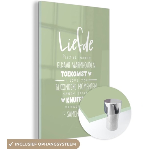 MuchoWow® Glasschilderij - Quotes - 'Liefde' - Trouwen - Spreuken - 60x90 cm - Acrylglas Schilderijen - Foto op Glas