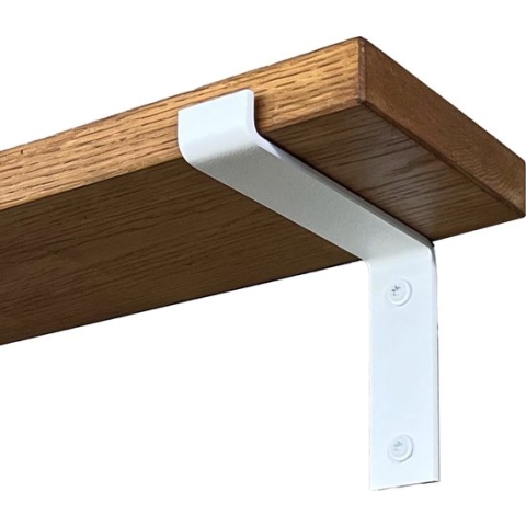 GoudmetHout Massief Eiken Wandplank - 120x15 cm - Donker eiken - Industriële plankdragers L-vorm mat wit - Staal - Wandplank hout