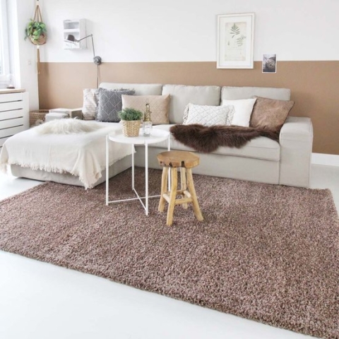 Hoogpolig vloerkleed shaggy Trend effen - mokka 200x300 cm