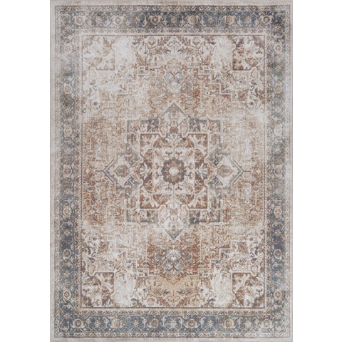 SURYA Vloerkleed - Woonkamer, Slaapkamer - Afwasbaar Vintage Tapijt VIVIAN - Bruin/Ivoor - 200x275 cm