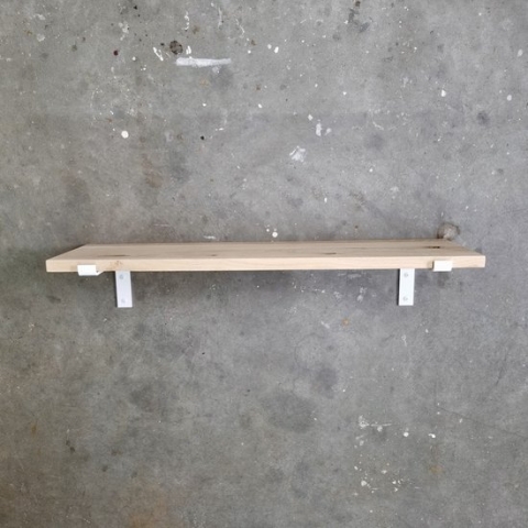 GoudmetHout Massief Eiken Wandplank - 80x30 cm - Industriële Plankdragers L-vorm - Staal - Mat Wit
