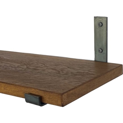 GoudmetHout Massief Eiken Wandplank - 140x25 cm - Donker eiken - Industriële plankdragers L-vorm UP zonder coating - Staal - Wandplank Hout