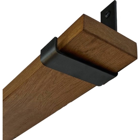 GoudmetHout Massief Eiken Wandplank - 50x10 cm - Donker eiken - Industriële plankdragers L-vorm UP mat zwart - Staal - Wandplank hout
