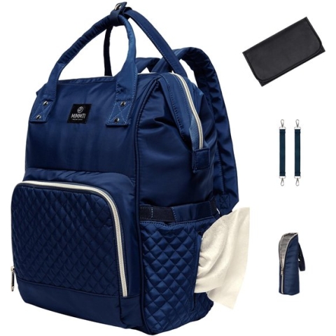 NanaBeebi Luiertas - Rugzak - Met Isoleervak - Blauw- Inclusief flessenwarmhouder en kinderwagenhaken