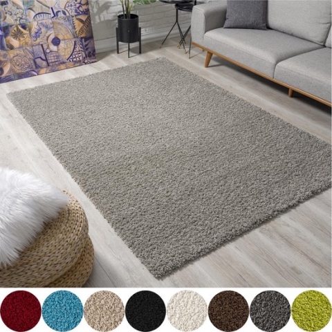 Tapijtenloods Loca Shaggy Vloerkleed Lichtgrijs Hoogpolig - 140x200 CM