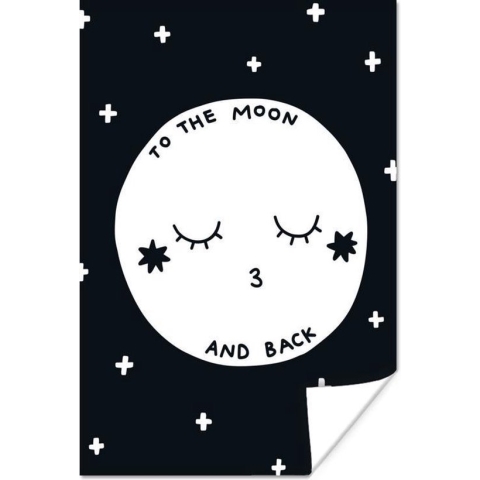 Poster Quote - Maan - Liefde - Kinderen - Jongens - Meisjes - Baby - Kind - 120x180 cm XXL - Poster Babykamer