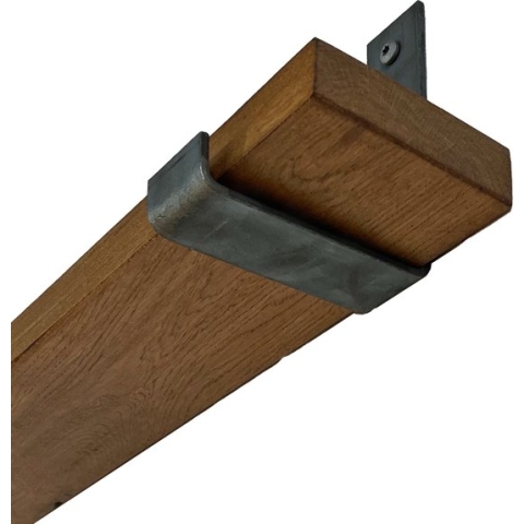 GoudmetHout Massief Eiken Wandplank - 120x10 cm - Donker eiken - Industriële plankdragers L-vorm UP zonder coating - Staal - Wandplank hout