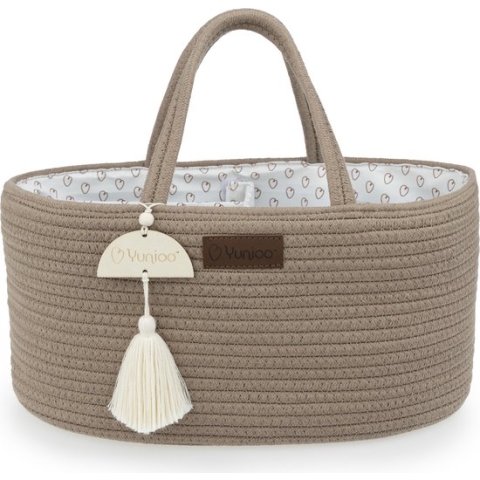 Yunioo luiermand voor op commode bij aankleedkussen of verschoonmand│Commodemandje als babykameraccessoire│Luiertas │Opbergmand kinderkamer│Kraamcadeau babyshower│Speelgoedmand│Bruin