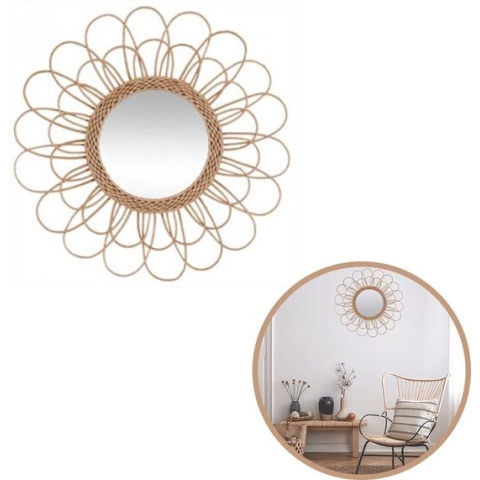 Sphera Spiegel in Bloemfiguur - 56 cm - Bruin/Rotan