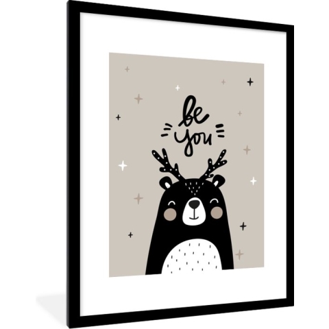 Fotolijst incl. Poster - Quotes - Be you - Spreuken - Hert - Kids - Baby - Jongens - Meiden - 60x80 cm - Posterlijst