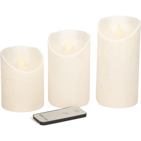 Set van 3x creme parel LED stompkaarsen met afstandsbediening - Woondecoratie - LED kaarsen - Elektrische kaarsen
