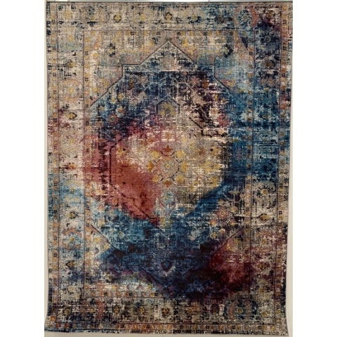 Tapijtenloods Picasso Heriz Vintage Vloerkleed Multi / Blauw Laagpolig - 200x290 CM