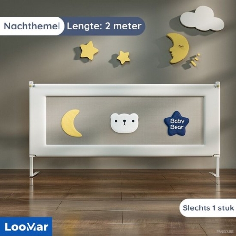 LooMar Bedhekje - Bedrail - Baby - Kinderen - Bedrand - 2 Meter Lang