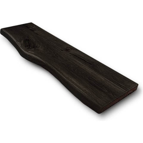 Wandplank Massief Eiken Hout - 220x30 –  Zwart - Boomstam Plank - Boekenplank