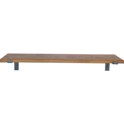 GoudmetHout Massief Eiken Wandplank - 40x25 cm - Donker eiken - Industriële plankdragers L-vorm zonder coating - Staal - Wandplank Hout