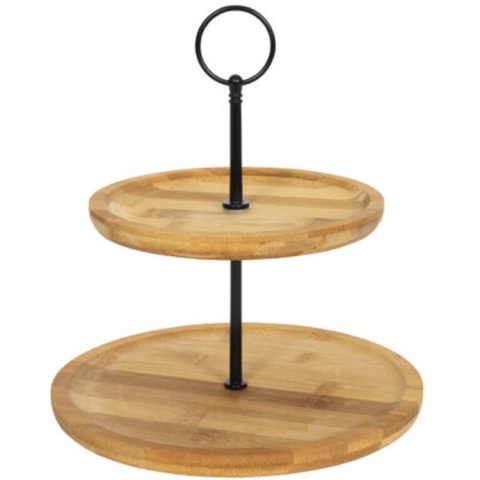 Svenska Living Etagere 2-laags - bamboe hout - 16 x D22 cm