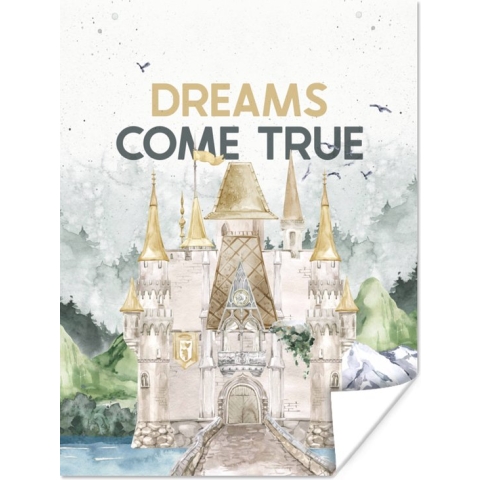Poster Dreams come true - Spreuken - Quotes - Kinderen - Kids - Baby - 120x160 cm XXL - Poster Babykamer