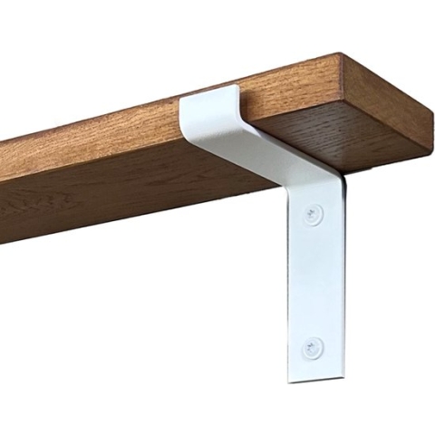 GoudmetHout Massief Eiken Wandplank - 100x10 cm - Donker eiken - Industriële plankdragers L-vorm mat wit - Staal - Wandplank hout