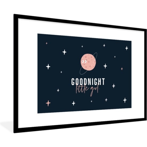 Fotolijst incl. Poster - Spreuken - Quotes - Goodnight little girl - Kinderen - Kids - Baby - 120x80 cm - Posterlijst