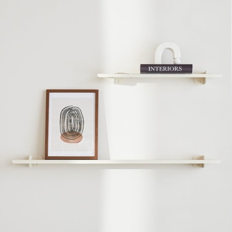 Indusigns Wandplank Staal - Wit / 80cm x 14cm / Muurplank / Boekenplank / Wanddecoratie / Interieurdesign / Design / Muur / Decoratief / Uniek / Blikvanger - Hal / Toilet / Woonkamer / Keuken / Slaapkamer / Kamer - Modern / Industrieel / Interieur