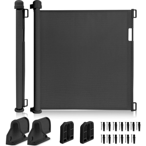 Oprolbaar traphekje zwart - Veiligheidshekje voor Baby - Kinderhekje - Hondenhek - Traprek - Luxe Mesh - Simanti®