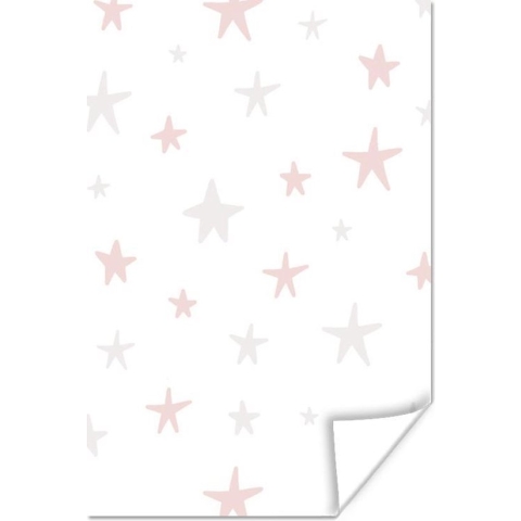 Poster Sterren - Pastel - Design - Jongens - Meisjes - Baby - Kindje - 120x180 cm XXL - Poster Babykamer