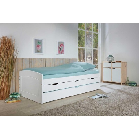 Interlink - Kajuitbed Rieka met 3 laden en logeerbed - 90x200 - Wit