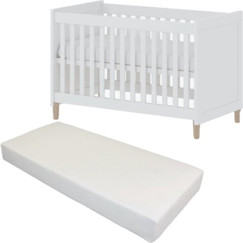 Cabino Babybed / Ledikant Stockholm Met Matras  Wit 60 x 120 cm