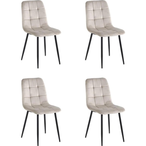 Colenis® - Ela Eetkamerstoel - Set Van 4- Beige - Fluweel - Velvet - Industrieel