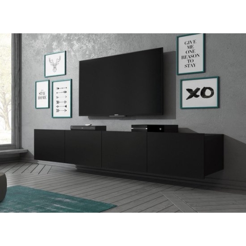 Meubella - TV-Meubel Calgary - Mat Zwart - 200 cm (2x 100) - Staand of Hangend