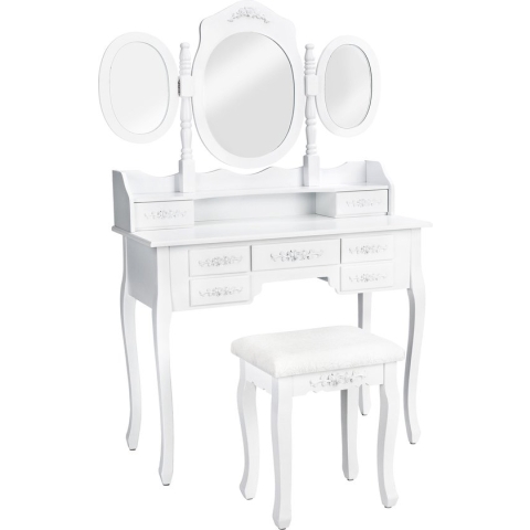 TecTake - make up tafel kaptafel met spiegel en krukje - 402074