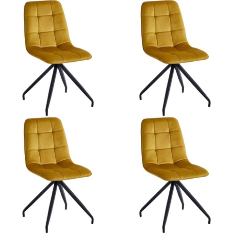 Colenis® - Ela Eetkamerstoel - Set Van 4 - Okergeel - Velvet - X-Poot