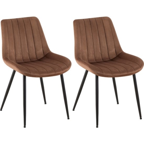 CLP Rahden Set van 2 Eetkamerstoelen - Fluweel bruin