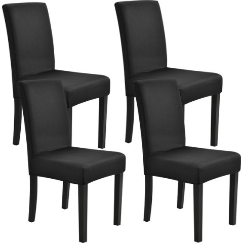 Stoelhoes set van 4 hoes voor stoelen stretch zwart