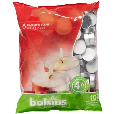 Bolsius Waxinelichtjes Wit 100 Stuks
