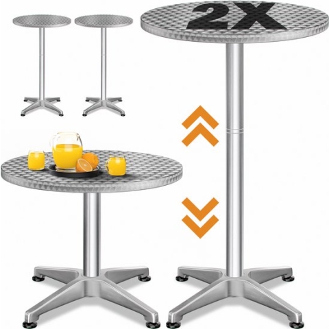 Casaria 2x Ronde Statafel - In Hoogte Verstelbaar 70/115cm - Aluminium