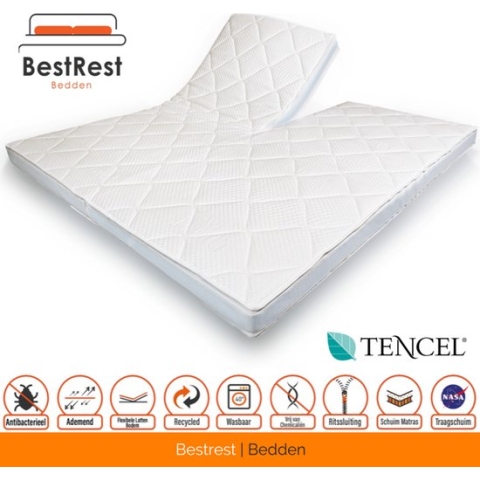 Splittopper Tencel - 160x200cm - Nasa Traagschuim topper - circa 12cm dik