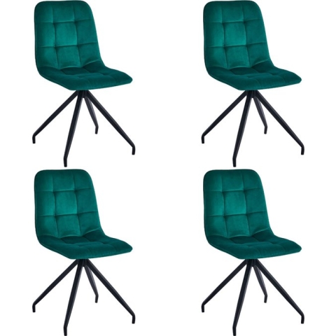 Colenis® - Ela Eetkamerstoel - Set Van 4 - Groen - Velvet - X-Poot