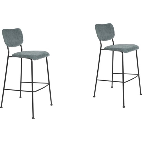 Zuiver Benson Barkruk - 75 cm - Grijs/Blauw - Set van 2