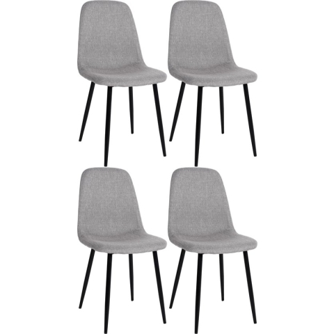 CLP Napier Set van 4 eetkamerstoelen - Zonder armleuning - licht grijs Stof