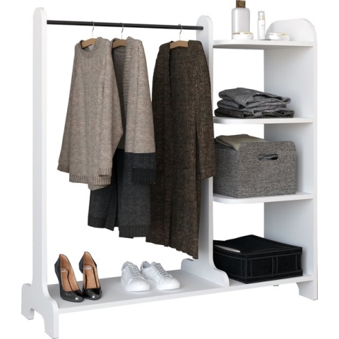 VCM Houten Open Garderobe Inloop Kledingrek Kledingstang Lempu Houten Open Garderobe Inloop Kledingrek Kledingstang Lempu