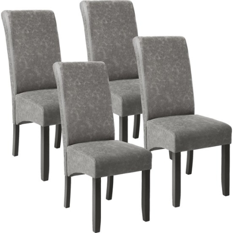 tectake - 4 eetkamerstoelen met ergonomische zitvorm - grijs gemarmerd - 403628
