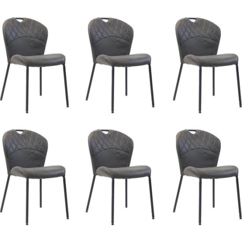 Bronx71® Stapelbare eetkamerstoel Fay eco-leer antraciet - Eetkamerstoelen set van 6
