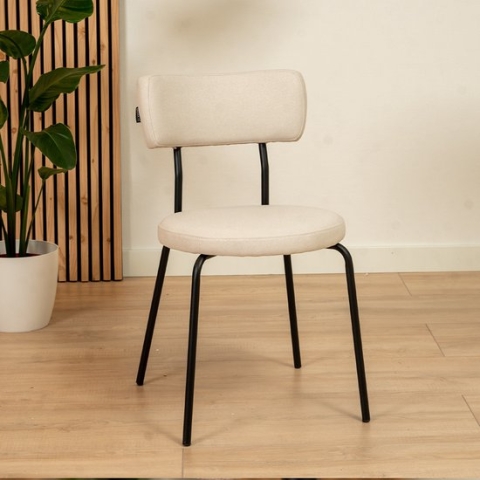 Bronx71® Scandinavische eetkamerstoel Lyon beige gerecyclede stof stapelbaar