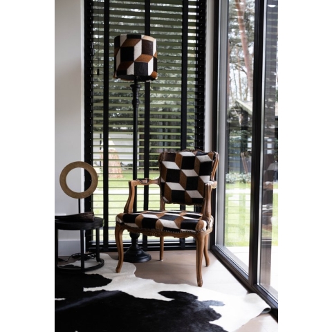 Fauteuil patroon leer - koeienhuid/loungestoel/relaxstoel/stoel voor binnen - eetkamer/woonkamer/slaapkamer loungestoel
