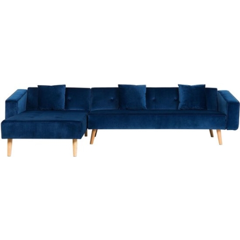 VADSO - Hoekslaapbank - Blauw - Rechterzijde - 303 cm - Fluweel