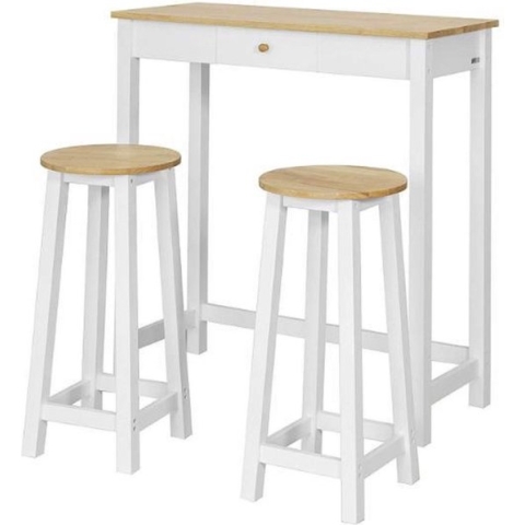 Mara Bartafel Set - 3 Delig - Bartafel met barstoelen - 2 Barkrukken - Lade - 95 x 40 x 107 cm